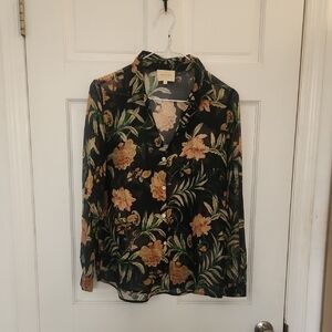 Sezane Floral Button-Up Blouse - Sz S